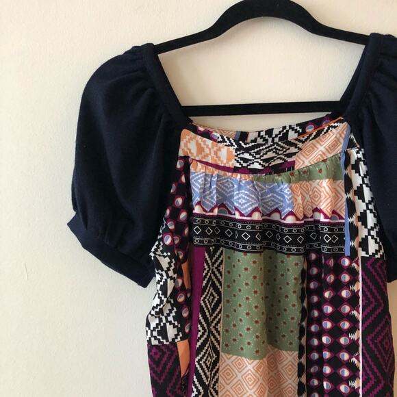 Anthro Maeve Catiana Patchwork Puff-Sleeve Blouse - Picture 5 of 8